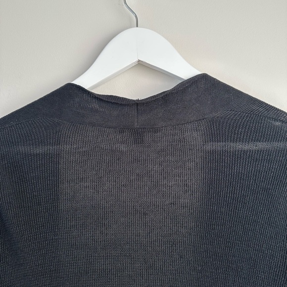Eileen Fisher Women’s Size Large Black Knit Cardigan Open Front Italian Yarn - Picture 7 of 11